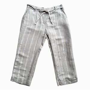 Tommy Bahama Silver Textured Linen Cropped Pants Size 10‎